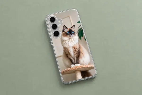 Funda transparente Samsung con foto de un gato