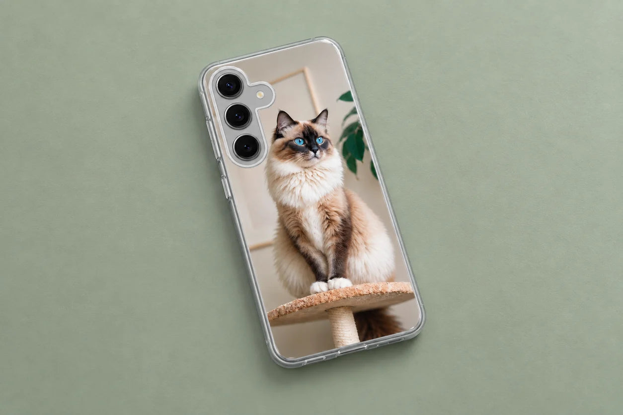 Funda transparente Samsung con foto de un gato